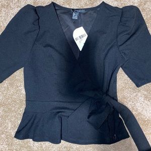 black peplum top